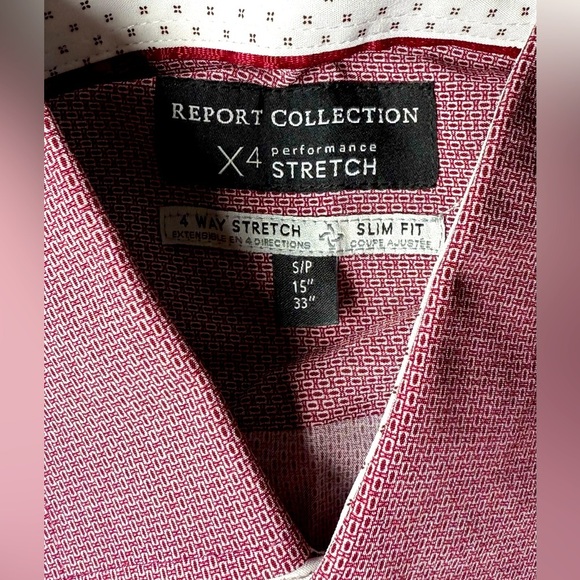 Report Collection X4 Performance Stretch Slim Fit Shirt Burgundy Small - Picture 3 of 10